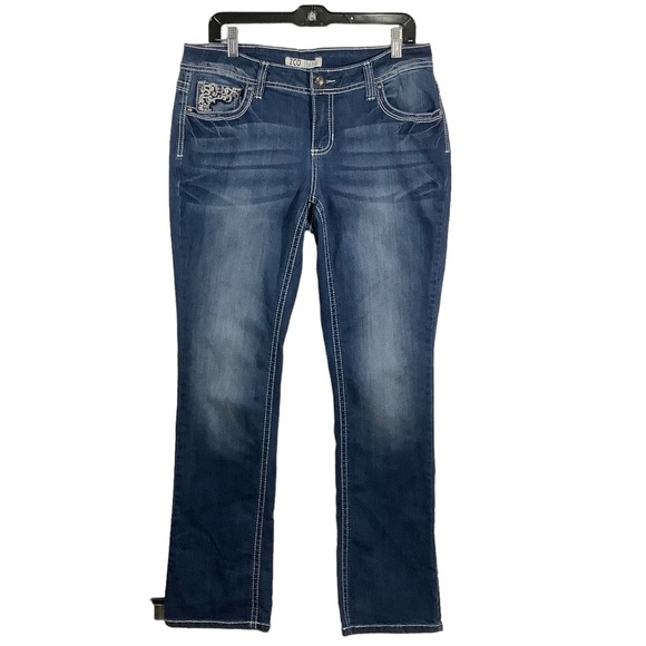 ZCO Jeans Angel Wings Embellished Rhinestones Boot Cuff Mid-Rise - Picture 1 of 12